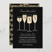 大みそかパーティーカウントダウンシャンパンカクテル 招待状 (正面/裏面)