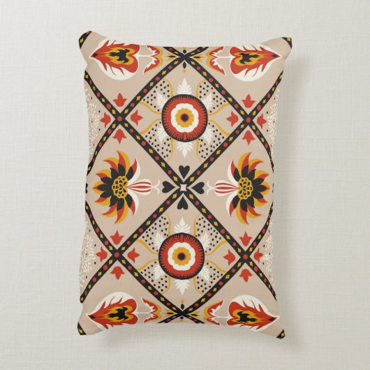 大イタリアン形タイル花と刺繍 アクセントクッション (裏面(縦))