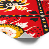 大イタリアン形タイル花と刺繍 ポスター (角)