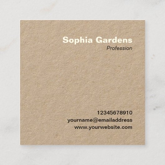 大イニシャル – スクエア – クラフト スクエア名刺 (裏面)