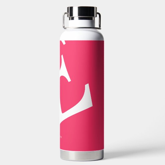大イニシャル |モダンタイポグラフィ |ピンク ウォーターボトル (背面)