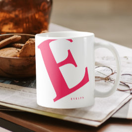 大イニシャル |モダンタイポグラフィ |ピンク コーヒーマグカップ