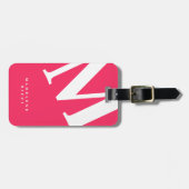 大イニシャル |モダンタイポグラフィ |ピンク ラゲッジタグ (正面横)