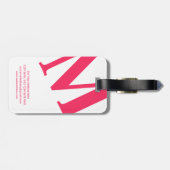 大イニシャル |モダンタイポグラフィ |ピンク ラゲッジタグ (裏面横)