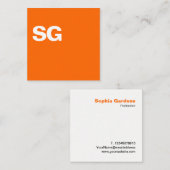 大イニシャル – 四角 – オレンジ スクエア名刺 (正面/裏面)