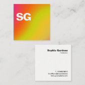 大イニシャル – 正方形 – ソフトカラー スクエア名刺 (正面/裏面)