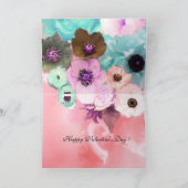 大エレガントきなDIVA帽子と猫、ピンクのバラのバレンタイン シーズンカード (内部)