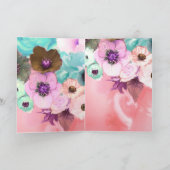 大エレガントきなDIVA帽子と猫、ピンクのバラのバレンタイン シーズンカード (内部)