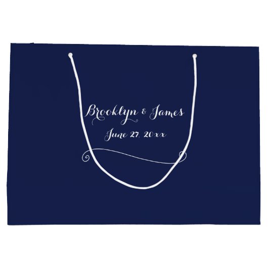大エレガントネイビー結婚ル抱き枕 ラージペーパーバッグ (裏面)