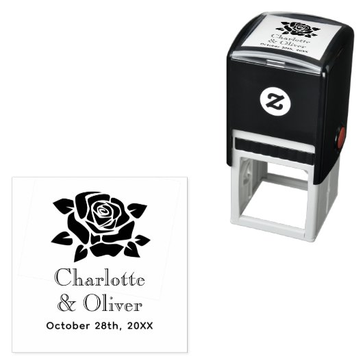 大エレガントバラ開花#3カップル名日付 セルフインキングスタンプ (インサイチュ)