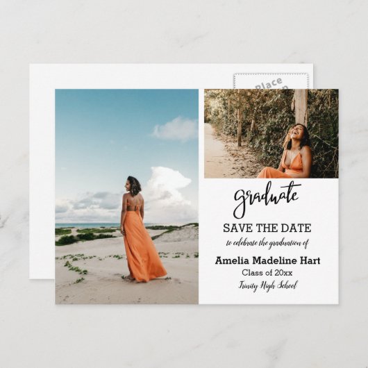 大エレガント学卒業パーティー |日付を保存  案内ポストカード (正面/裏面)