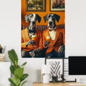 大エレガント犬オレンジスーツ ポスター (ホームオフィス)