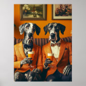 大エレガント犬オレンジスーツ ポスター (正面)