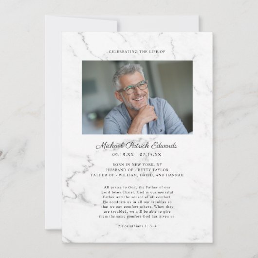 大エレガント理石 |葬儀記念写真プログラム 招待状 (正面)