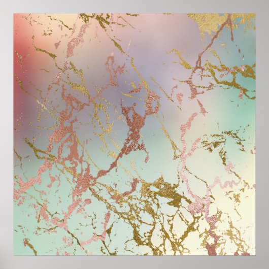 大エレガント理石 |銅セージミントグリーンバラ金ゴールド ポスター (正面)