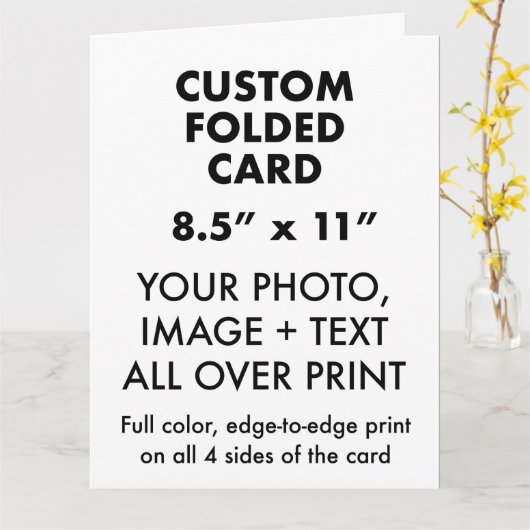 大カスタムパーソナライズされた11インチx 8.5インチ折り畳みカード カード (黄色い花)