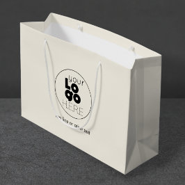大カスタムロゴベージュ色アイボリー紙ショッピングバッグ ラージペーパーバッグ
