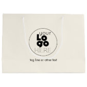 大カスタムロゴベージュ色アイボリー紙ショッピングバッグ ラージペーパーバッグ (裏面)