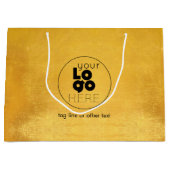 大カスタムロ擦り切れたゴ金ゴールド箔フェイクショッピングバッグ ラージペーパーバッグ (正面)