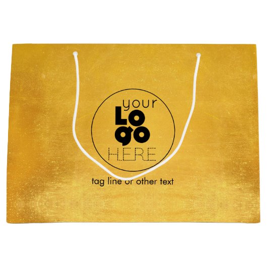 大カスタムロ擦り切れたゴ金ゴールド箔フェイクショッピングバッグ ラージペーパーバッグ (正面)