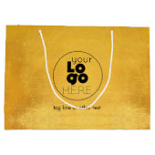 大カスタムロ擦り切れたゴ金ゴールド箔フェイクショッピングバッグ ラージペーパーバッグ (裏面)