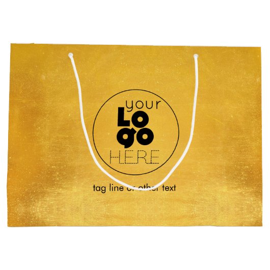 大カスタムロ擦り切れたゴ金ゴールド箔フェイクショッピングバッグ ラージペーパーバッグ (裏面)