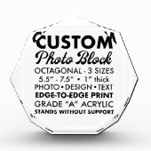 大カスタム八角形フォトペーパーウェイト フォトブロック (正面)