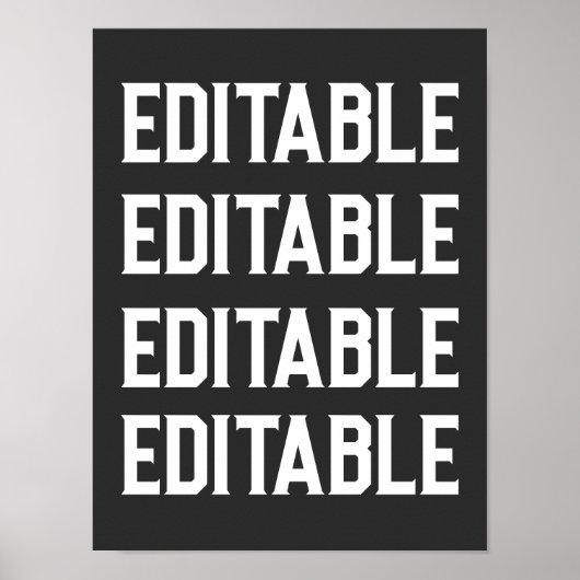 大カスタム大フォント文字パーソナライズ黒メンズ ポスター (正面)