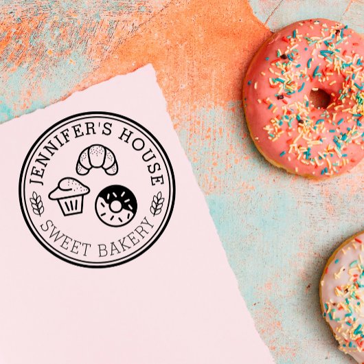 大カスタム手作りベーカリーロゴ円形 ラバースタンプ