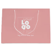 大カスタム紙会社ロゴピンクのショッピングバッグ ラージペーパーバッグ (正面)