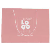 大カスタム紙会社ロゴピンクのショッピングバッグ ラージペーパーバッグ (裏面)