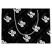 大カスタム紙会社ロゴブラックショッピングバッグ ラージペーパーバッグ (正面)