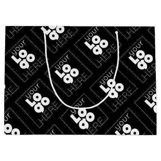 大カスタム紙会社ロゴブラックショッピングバッグ ラージペーパーバッグ (正面)