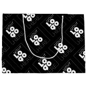 大カスタム紙会社ロゴブラックショッピングバッグ ラージペーパーバッグ (裏面)