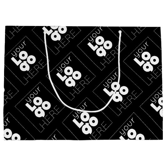 大カスタム紙会社ロゴブラックショッピングバッグ ラージペーパーバッグ (裏面)