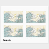 大カッコいいきな青海波画像 長方形シール (シート)