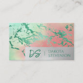 大カッコいい理石 |パステルパープルブルーピンクモノグラム 名刺 (正面)