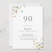 大カラフルきなワイルドフラワーズ90thバースデーパーティー 招待状 (正面)