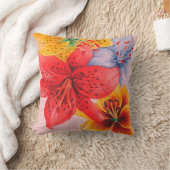 大カラフルユリデザイン同形花 クッション (ブランケット)
