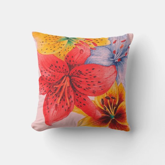 大カラフルユリデザイン同形花 クッション (正面)
