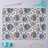 大カラフルレトロ花柄の切り離し 薄葉紙 (クラフト)