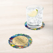 大カラフル理石50金ゴールド結婚記念日 ペーパーコースター (インサイチュ)