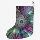 大カラフル花抽象芸術のフラトリップ（幻覚体験）のようなクタル名 スモールクリスマスストッキング (裏面)