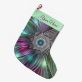 大カラフル花抽象芸術のフラトリップ（幻覚体験）のようなクタル名 ラージクリスマスストッキング (正面 (吊り時))