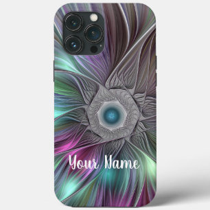 大カラフル花抽象芸術のフラトリップ(幻覚体験)のようなクタル名 iPhone 13 PRO MAXケース