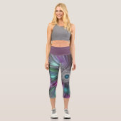 大カラフル花抽象芸術フラトリップ（幻覚体験）のようなクタルアート カプリレギンス (正面)