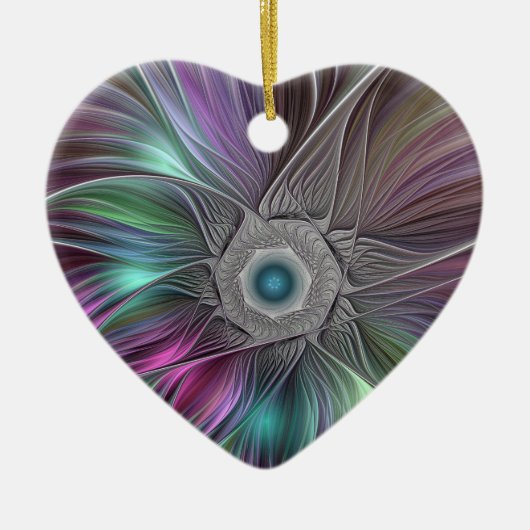 大カラフル花抽象芸術フラトリップ（幻覚体験）のようなクタルアート セラミックオーナメント (正面)
