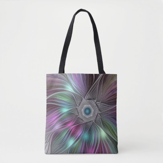 大カラフル花抽象芸術フラトリップ(幻覚体験)のようなクタルアート トートバッグ (正面)
