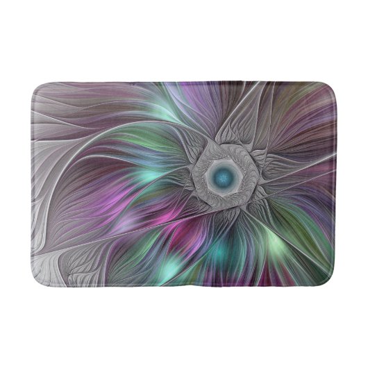 大カラフル花抽象芸術フラトリップ(幻覚体験)のようなクタルアート バスマット (正面)