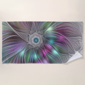 大カラフル花抽象芸術フラトリップ（幻覚体験）のようなクタルアート ビーチタオル (正面)